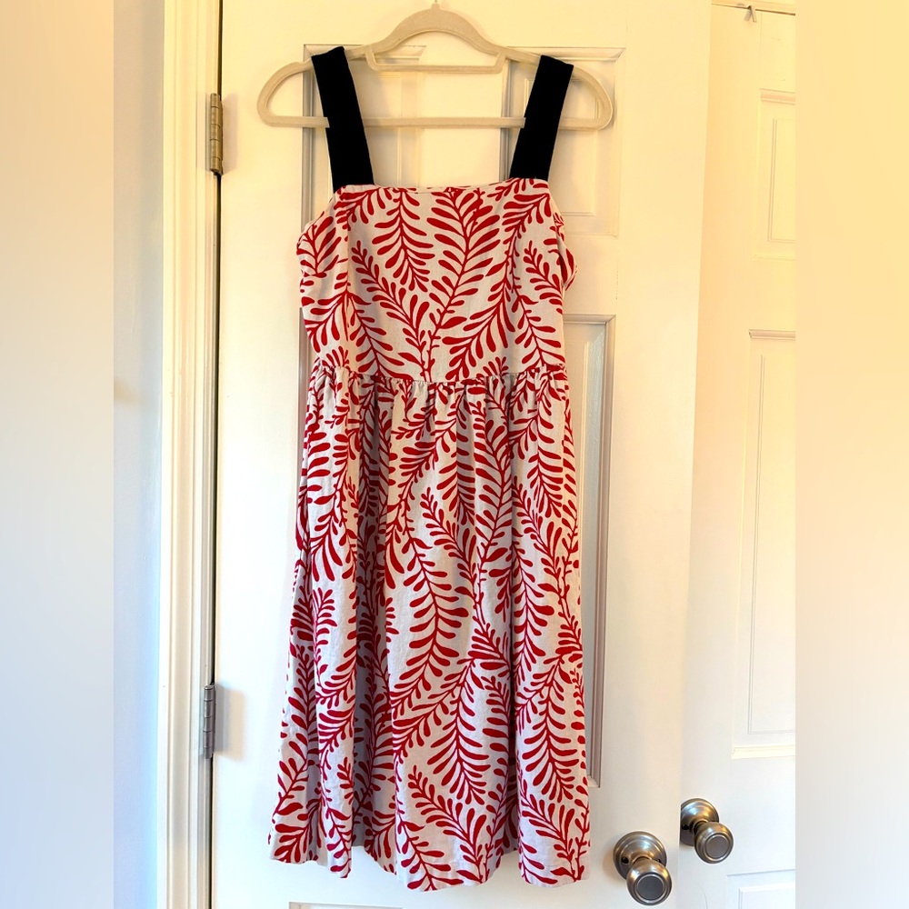 Who What Wear Red Leaf Print Dress